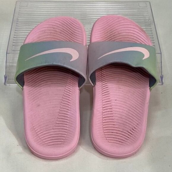 Nike Benassi JDI Youth Slides Pink / Gray Iridescent Size 11C - Picture 3 of 7